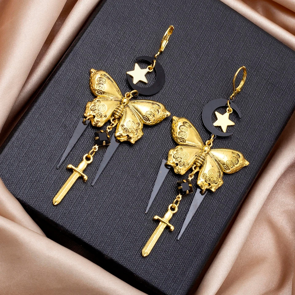 Pendientes de mariposa estilo retro