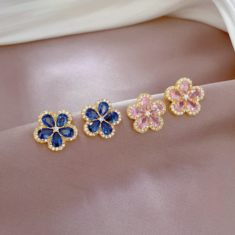 Conjunto de flores azul y rosa de acero inoxidable