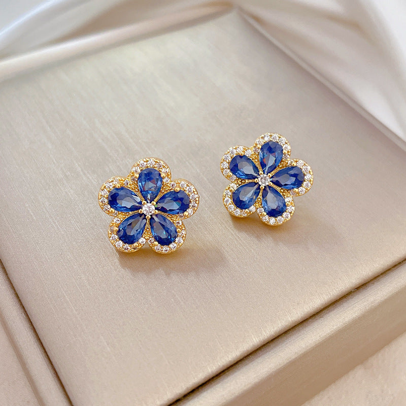 Conjunto de flores azul y rosa de acero inoxidable