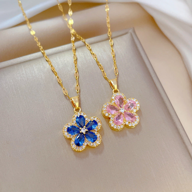Conjunto de flores azul y rosa de acero inoxidable