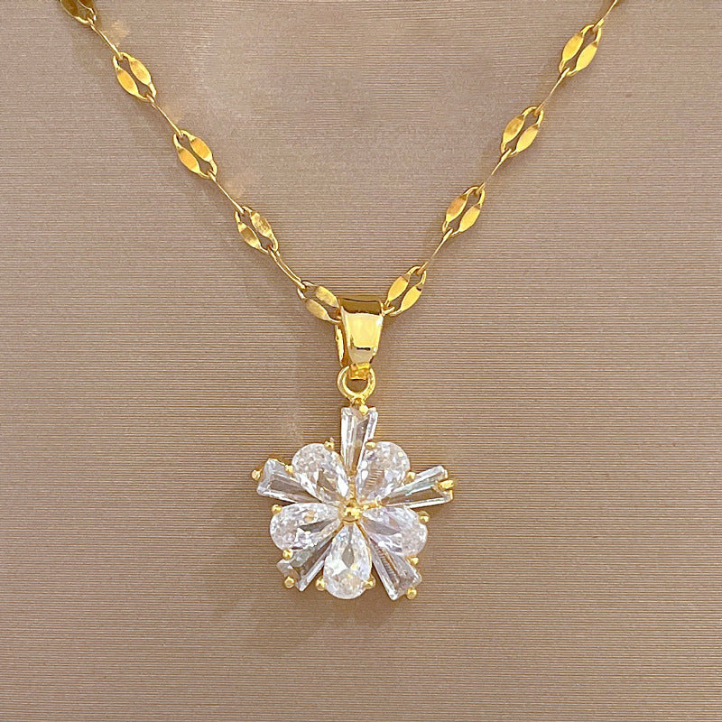 Conjunto flor de cristal blanco encantador acero inoxidable
