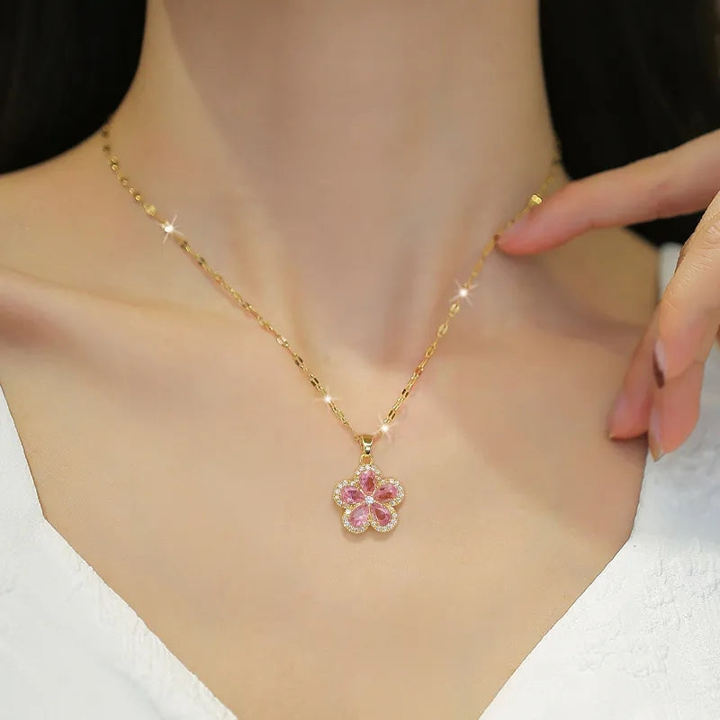 Conjunto de flores azul y rosa de acero inoxidable