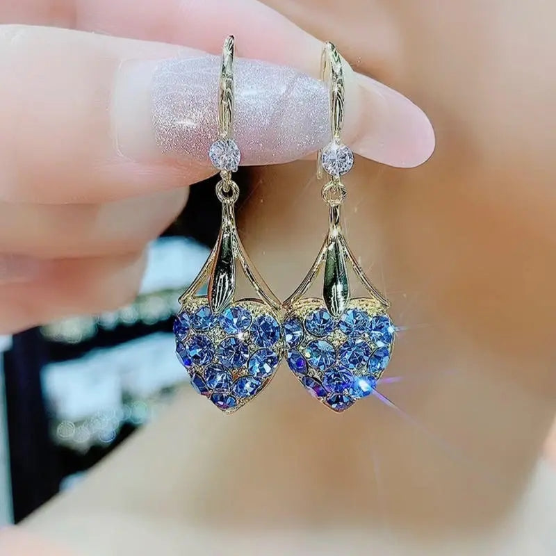 Pendientes corazones cristal azules