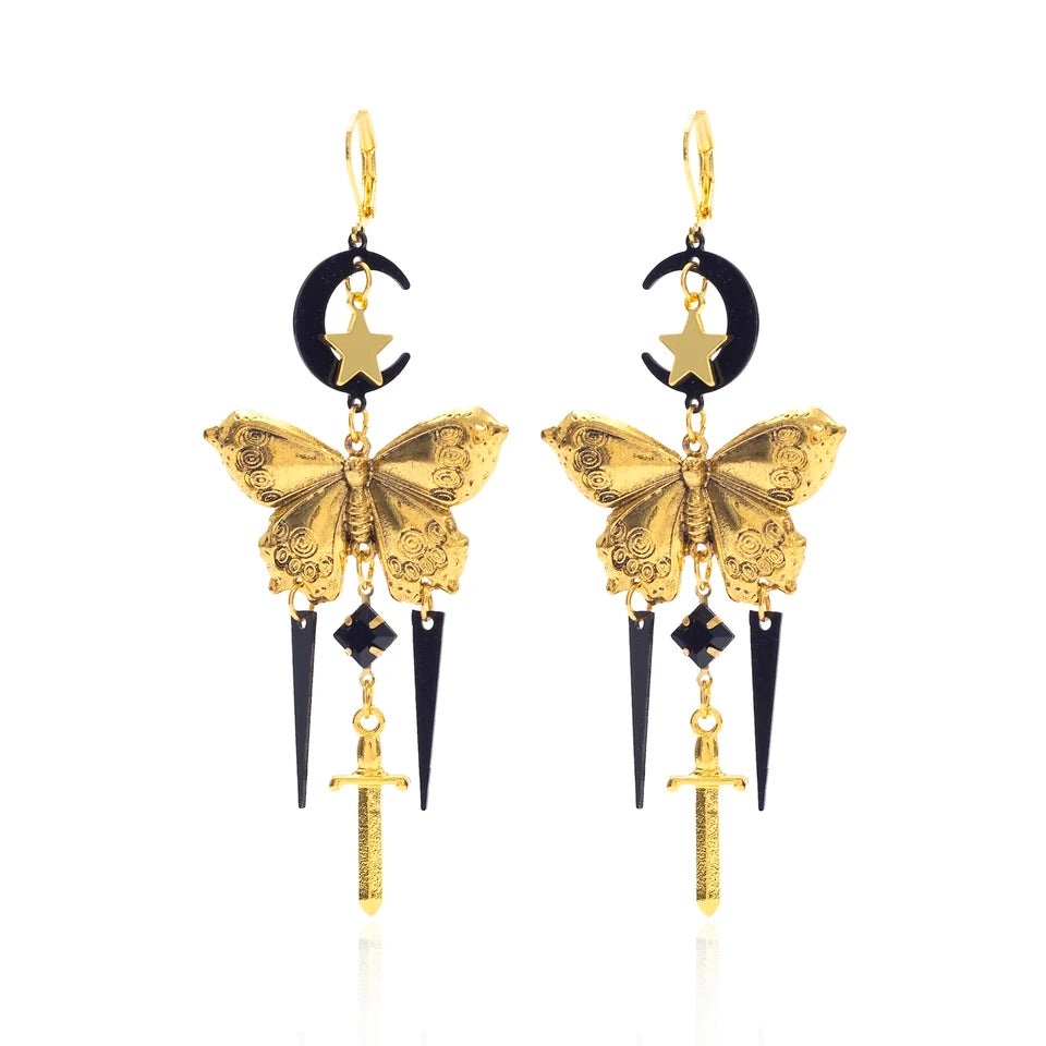 Pendientes de mariposa estilo retro