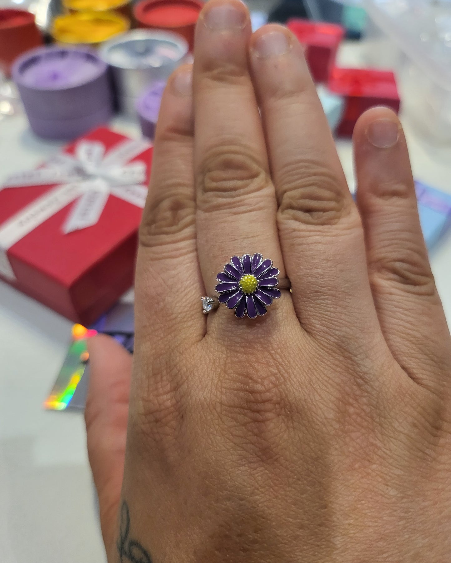 Anillo margarita morada
