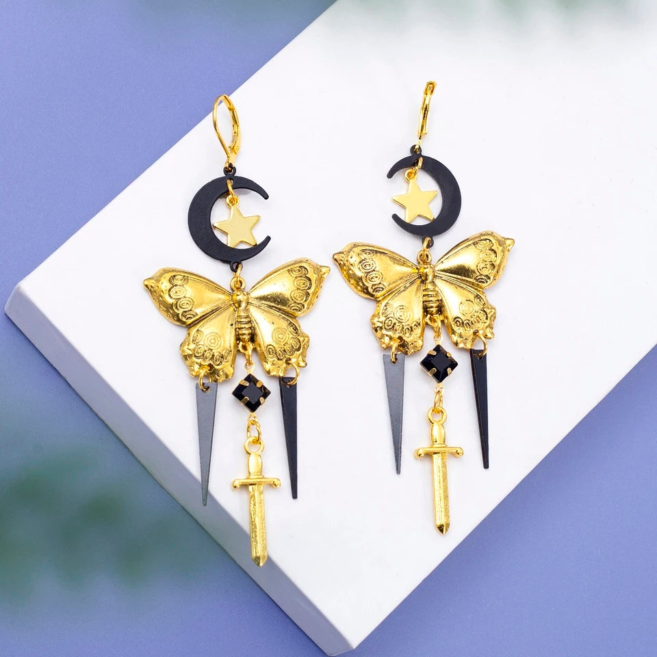 Pendientes de mariposa estilo retro