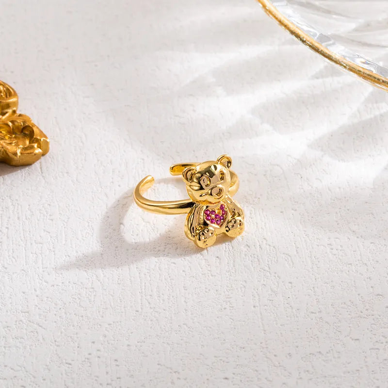 Anillo de Oso Dulce chapado oro 16k