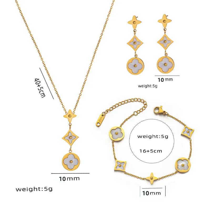 Conjunto "Titanium Blossom Elegance" acero inoxidable