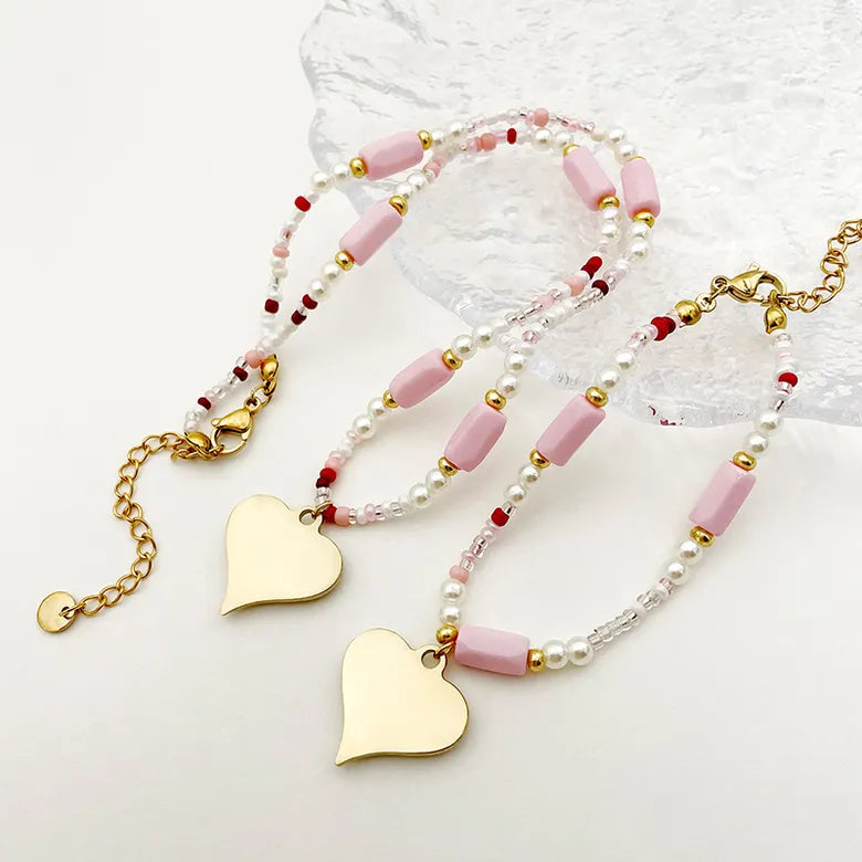 Conjunto 'Corazón Dorado eterno' de acero inoxidable