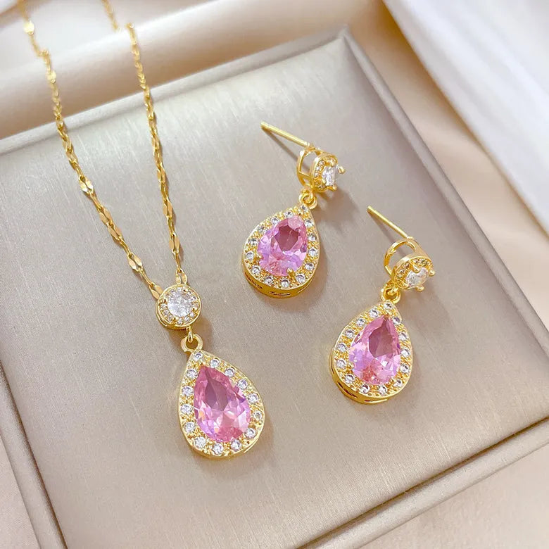 Conjunto "Pink Drop" acero inoxidable