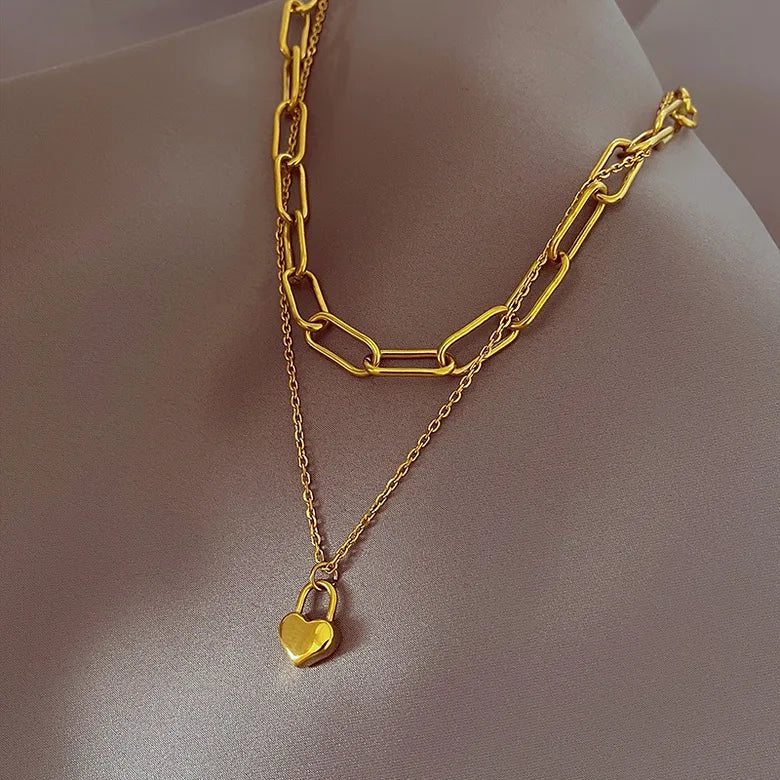 Collar "Gold Heart" acero inoxidable