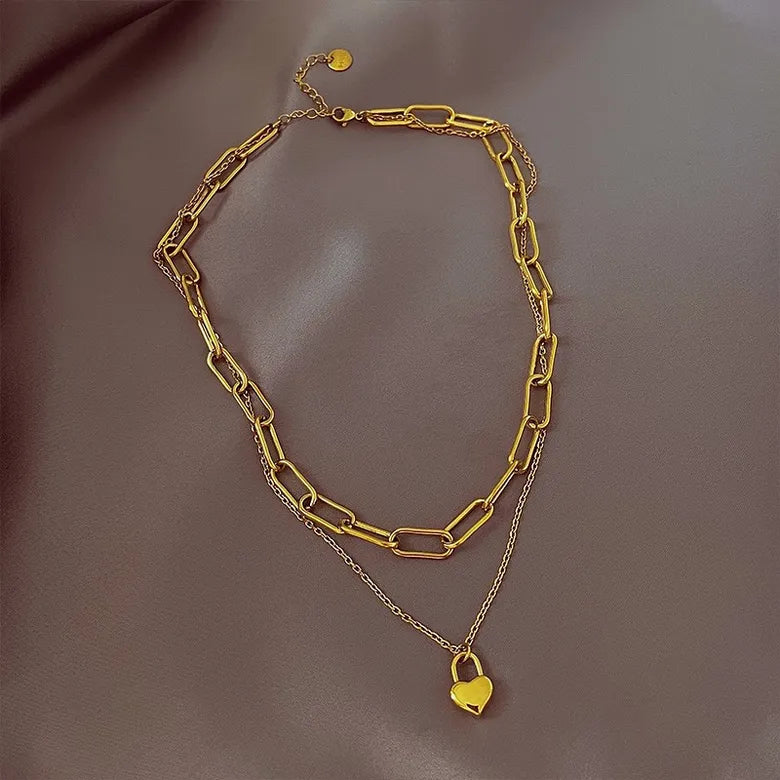 Collar "Gold Heart" acero inoxidable