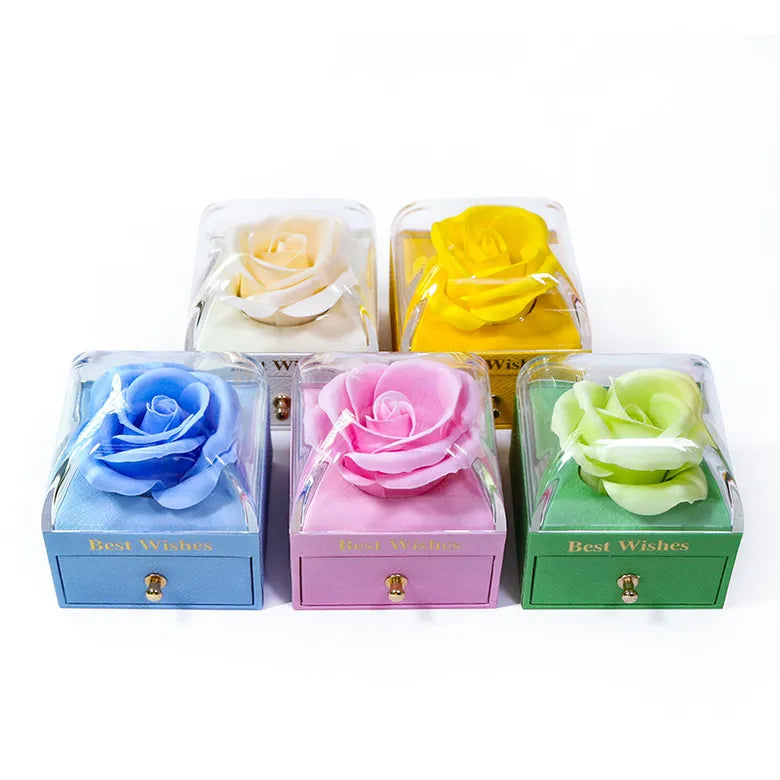 Joyero Rosa eterna + bolsa a juego