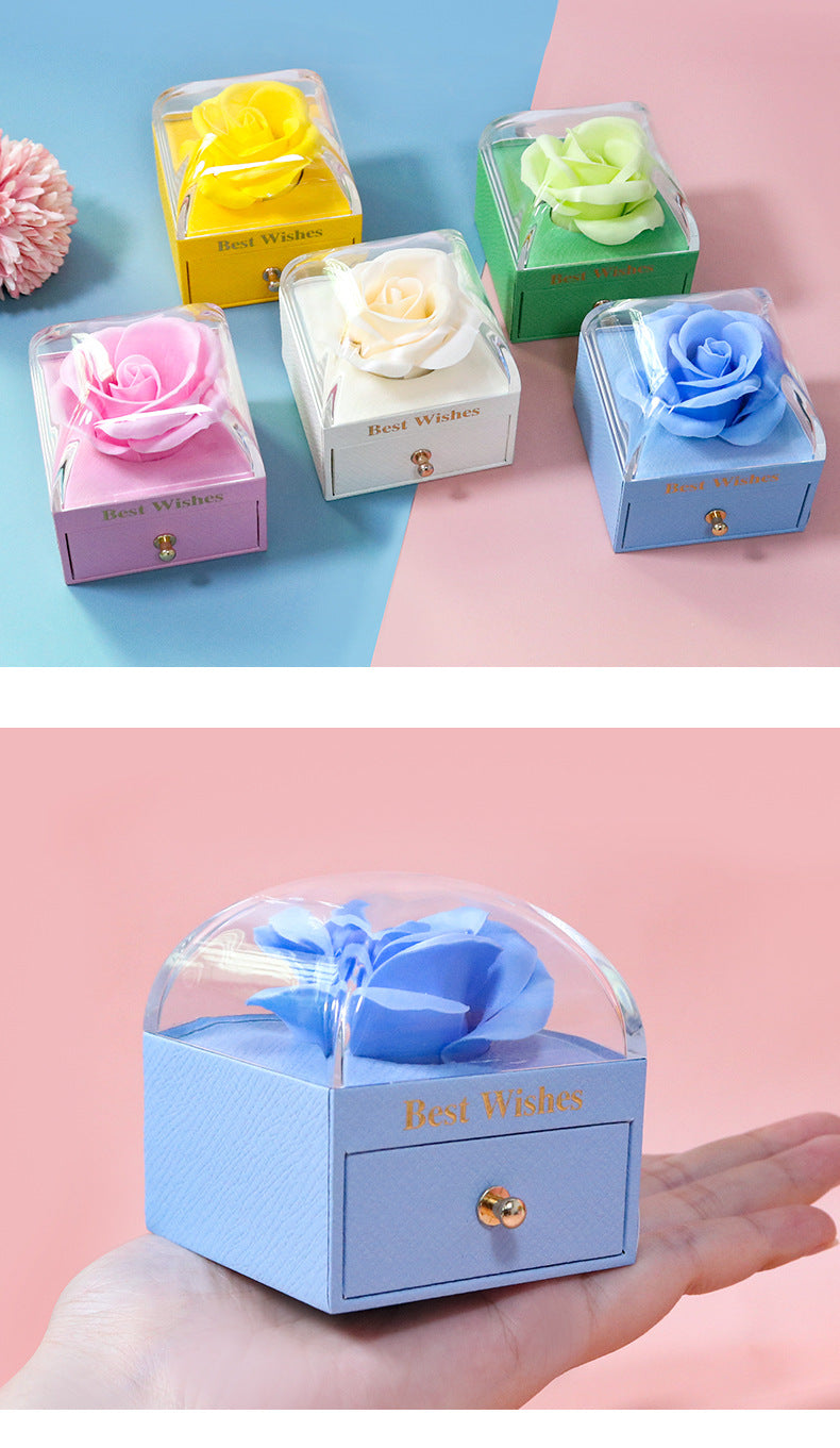 Joyero Rosa eterna + bolsa a juego