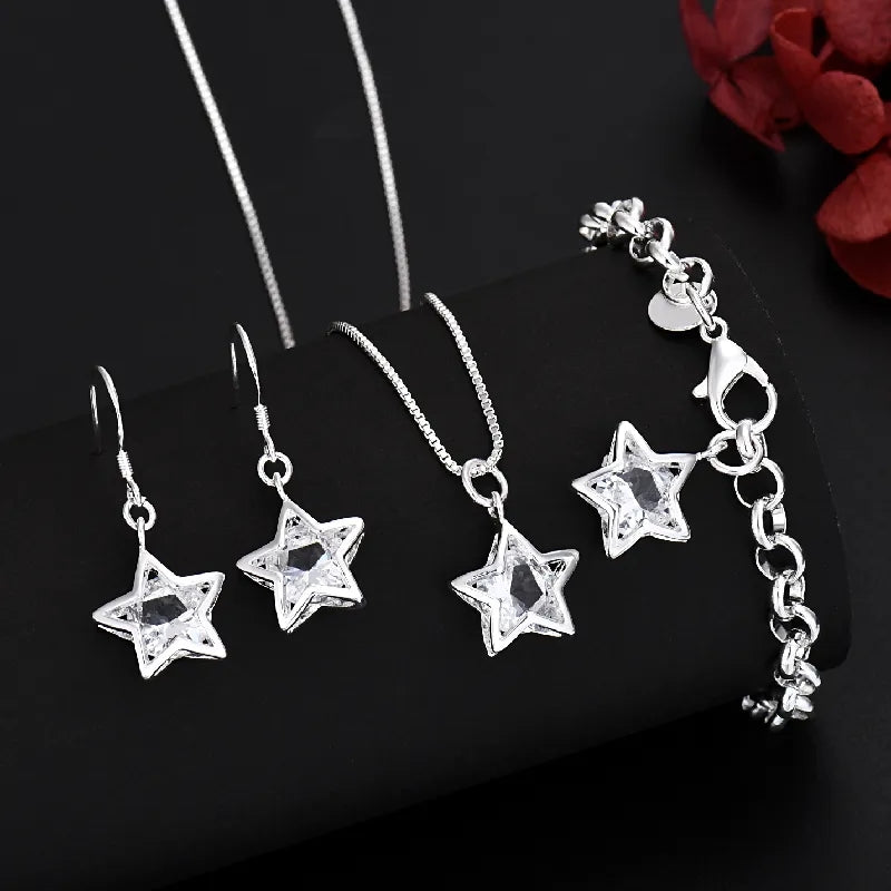 Conjunto de estrellas de plata s925