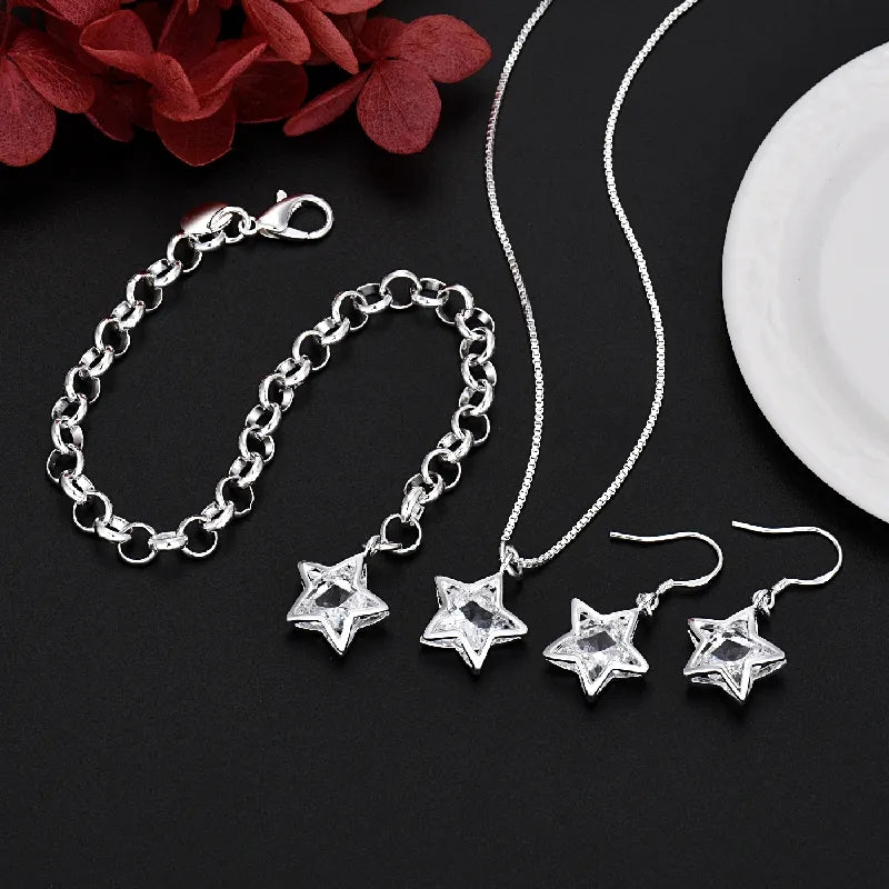 Conjunto de estrellas de plata s925