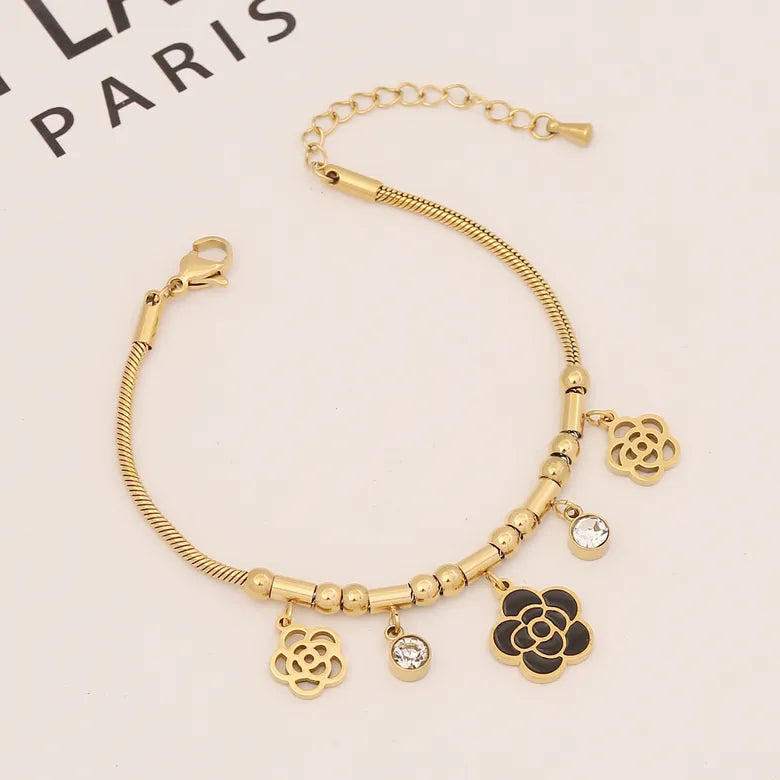 Pulsera floral inoxidable